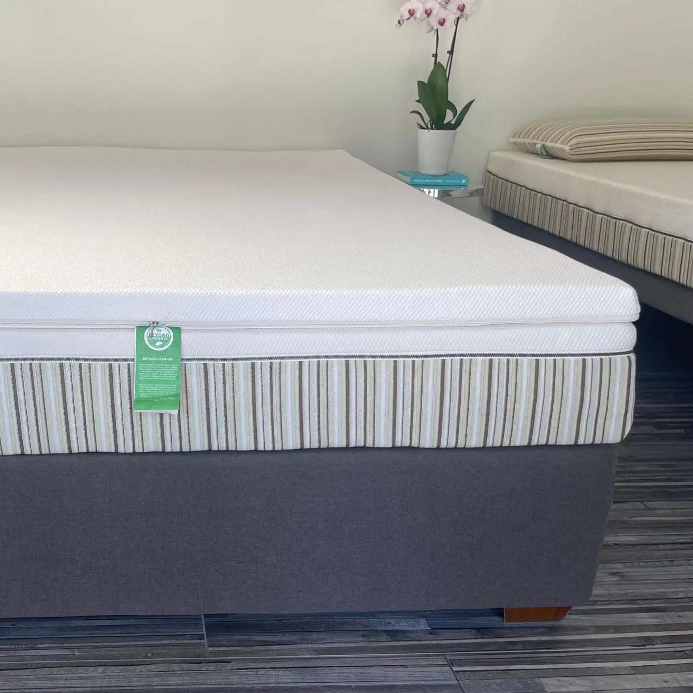 Organic latex topper on top of an Essentia organic mattress